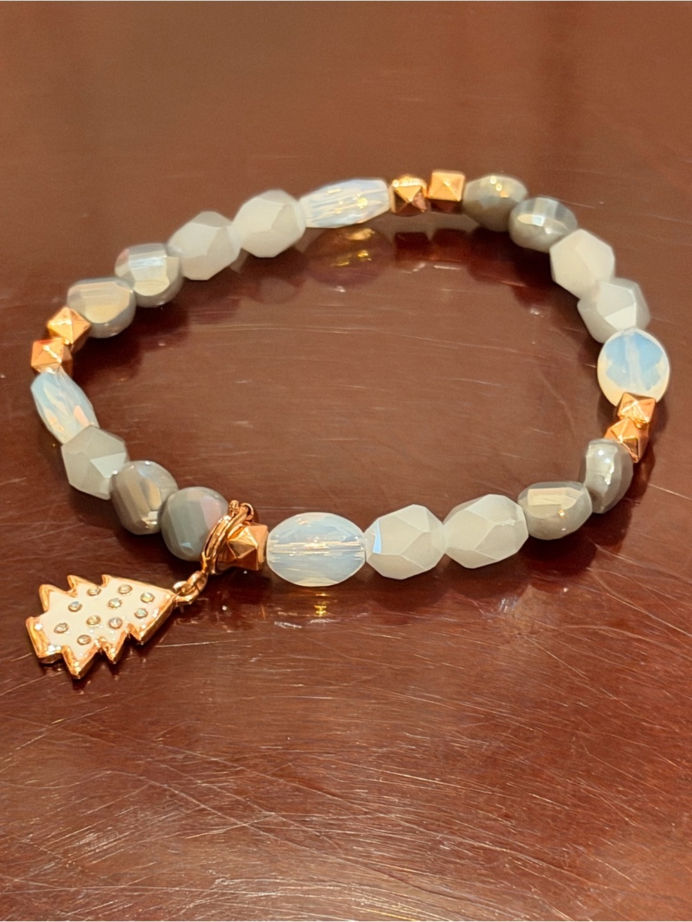 Bomb Party NWT ChristmasTree Gold and Gray Beaded Bracelet Stack! - Picture 6 of 9